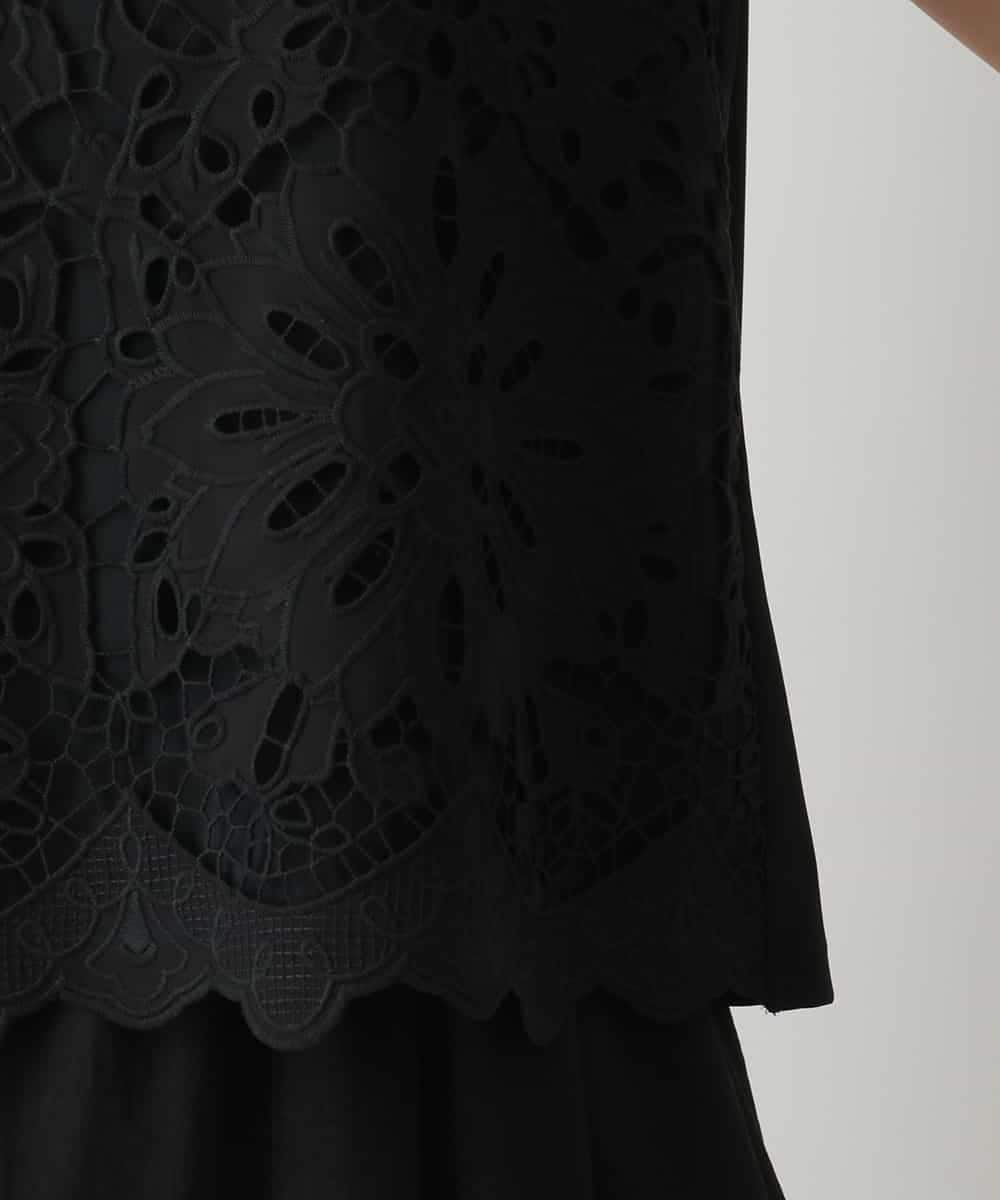RBKHA15290 HIROKO BIS(ヒロコ ビス) フラワーデコ刺繍ブラウス /洗える ブラック