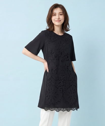 RBKHA16330  カットワークデコ刺繍チュニック /洗える