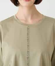 RBKIE10190 HIROKO BIS(ヒロコ ビス) 【接触冷感】ミシンステッチボクシーシルエットTシャツ /洗える カーキ