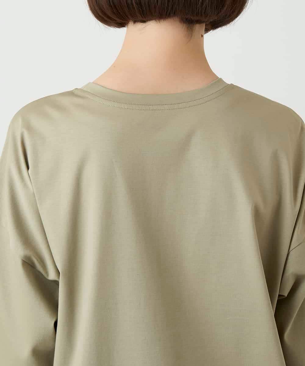 RBKIE10190 HIROKO BIS(ヒロコ ビス) 【接触冷感】ミシンステッチボクシーシルエットTシャツ /洗える カーキ
