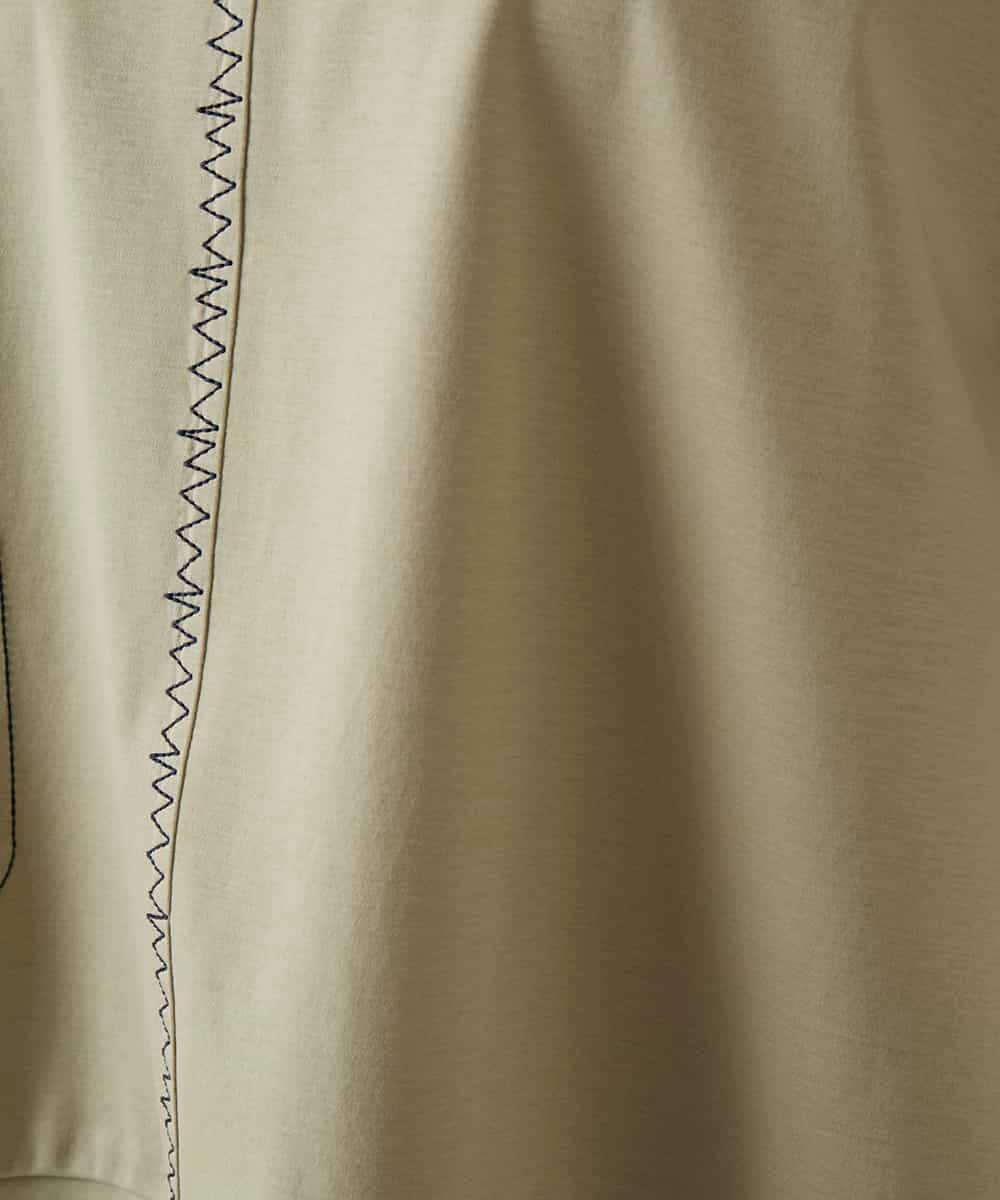 RBKIE10190 HIROKO BIS(ヒロコ ビス) 【接触冷感】ミシンステッチボクシーシルエットTシャツ /洗える カーキ