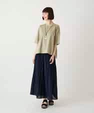 RBKIE10190 HIROKO BIS(ヒロコ ビス) 【接触冷感】ミシンステッチボクシーシルエットTシャツ /洗える カーキ