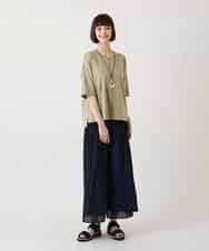 RBKIE10190 HIROKO BIS(ヒロコ ビス) 【接触冷感】ミシンステッチボクシーシルエットTシャツ /洗える カーキ