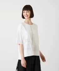 RBKIE10190 HIROKO BIS(ヒロコ ビス) 【接触冷感】ミシンステッチボクシーシルエットTシャツ /洗える カーキ