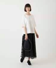RBKIE10190 HIROKO BIS(ヒロコ ビス) 【接触冷感】ミシンステッチボクシーシルエットTシャツ /洗える カーキ