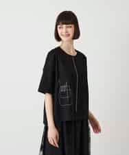 RBKIE10190 HIROKO BIS(ヒロコ ビス) 【接触冷感】ミシンステッチボクシーシルエットTシャツ /洗える カーキ