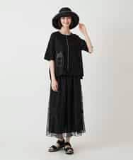 RBKIE10190 HIROKO BIS(ヒロコ ビス) 【接触冷感】ミシンステッチボクシーシルエットTシャツ /洗える カーキ