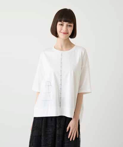 RBKIE10190 HIROKO BIS 【接触冷感】ミシンステッチボクシーシルエットTシャツ /洗える