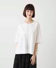 RBKIE10190 HIROKO BIS(ヒロコ ビス) 【接触冷感】ミシンステッチボクシーシルエットTシャツ /洗える ホワイト