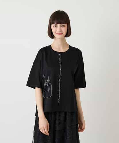 RBKIE10190 HIROKO BIS 【接触冷感】ミシンステッチボクシーシルエットTシャツ /洗える