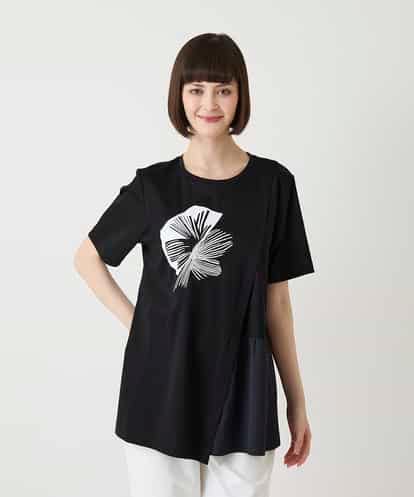 RBKIE12210 HIROKO BIS 【接触冷感】刺繍モチーフアシンメトリーチュニックTシャツ /洗える