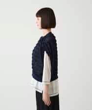 RBKJD01260 HIROKO BIS(ヒロコ ビス) フリンジチュールコンパクトベスト ネイビー