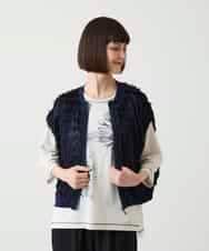 RBKJD01260 HIROKO BIS(ヒロコ ビス) フリンジチュールコンパクトベスト ネイビー