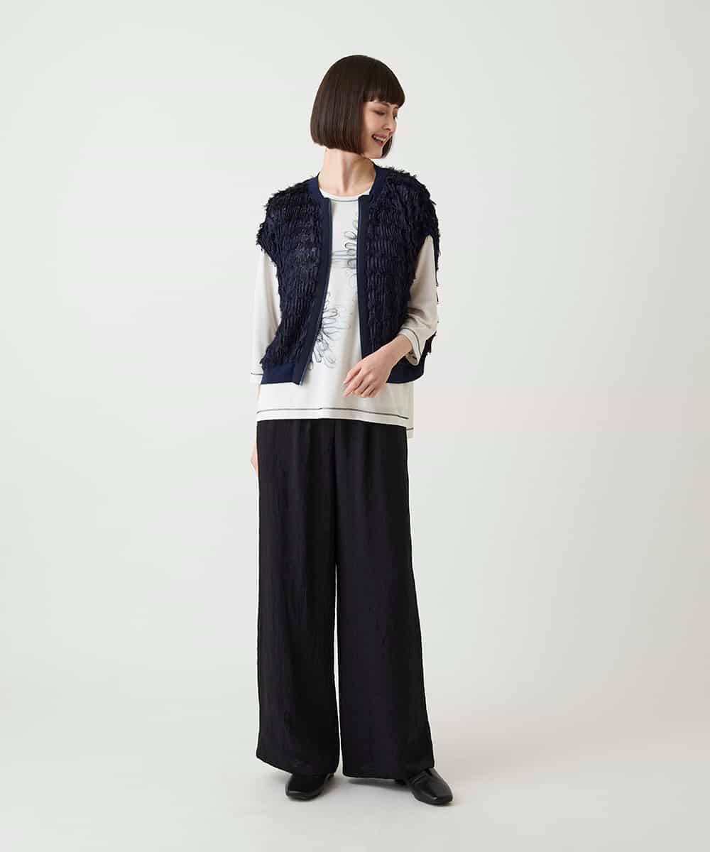 RBKJD01260 HIROKO BIS(ヒロコ ビス) フリンジチュールコンパクトベスト ネイビー