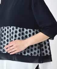 RBKJD09270 HIROKO BIS(ヒロコ ビス) ドットメッシュレイヤードデザイントップス /洗える ブラック