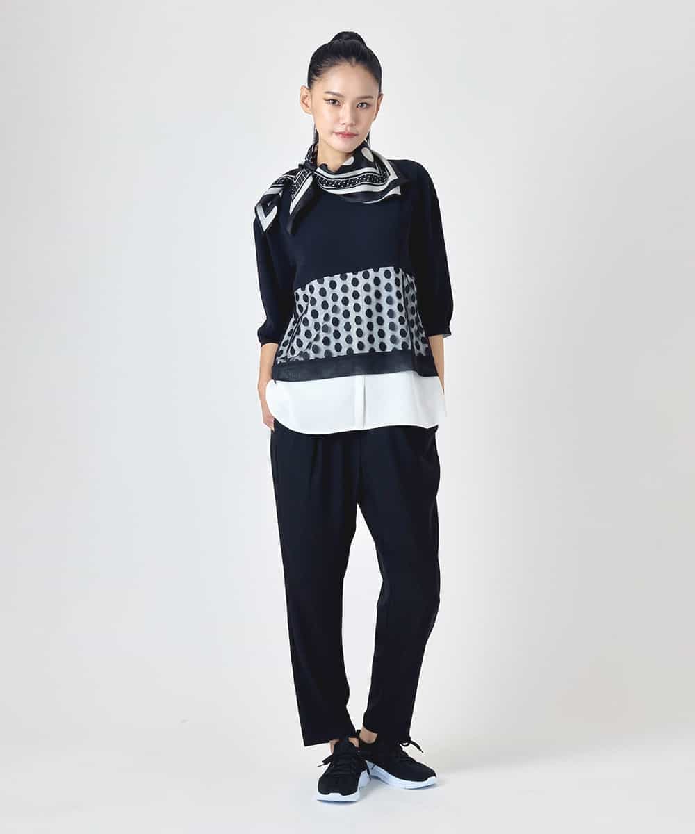 RBKJD09270 HIROKO BIS(ヒロコ ビス) ドットメッシュレイヤードデザイントップス /洗える ブラック