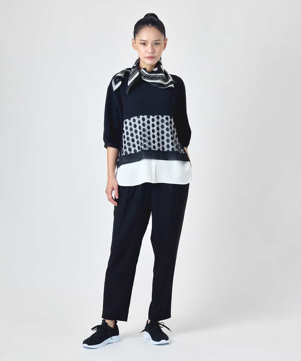 RBKJD09270 HIROKO BIS(ヒロコ ビス) ドットメッシュレイヤードデザイントップス /洗える ブラック