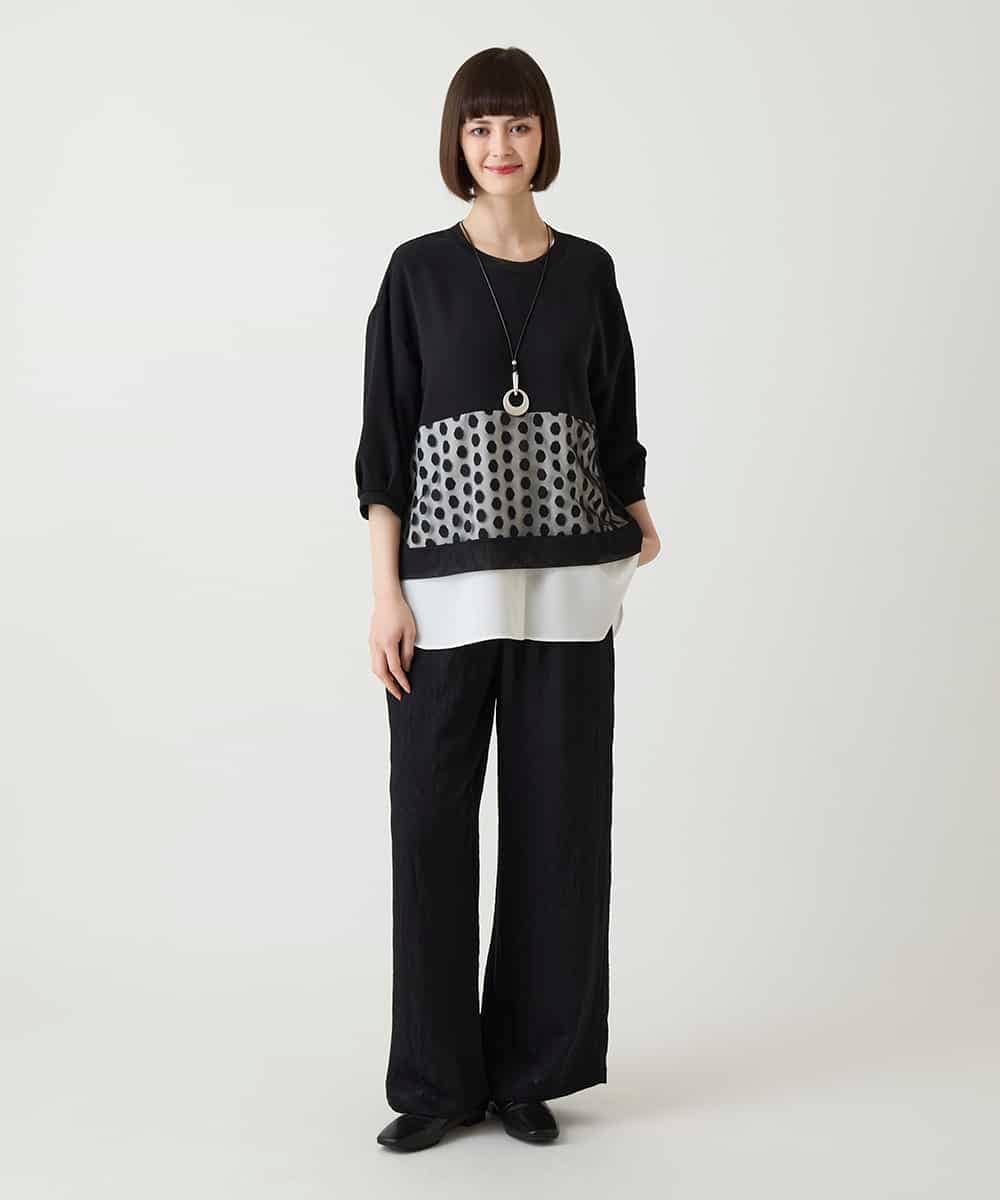 RBKJD09270 HIROKO BIS(ヒロコ ビス) ドットメッシュレイヤードデザイントップス /洗える ブラック