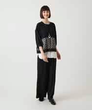 RBKJD09270 HIROKO BIS(ヒロコ ビス) ドットメッシュレイヤードデザイントップス /洗える ブラック