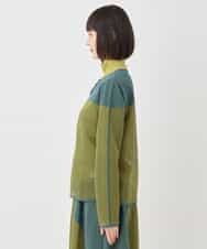 RBKLB20350 HIROKO BIS(ヒロコ ビス) 配色ボーダーカーディガン /洗える グリーン