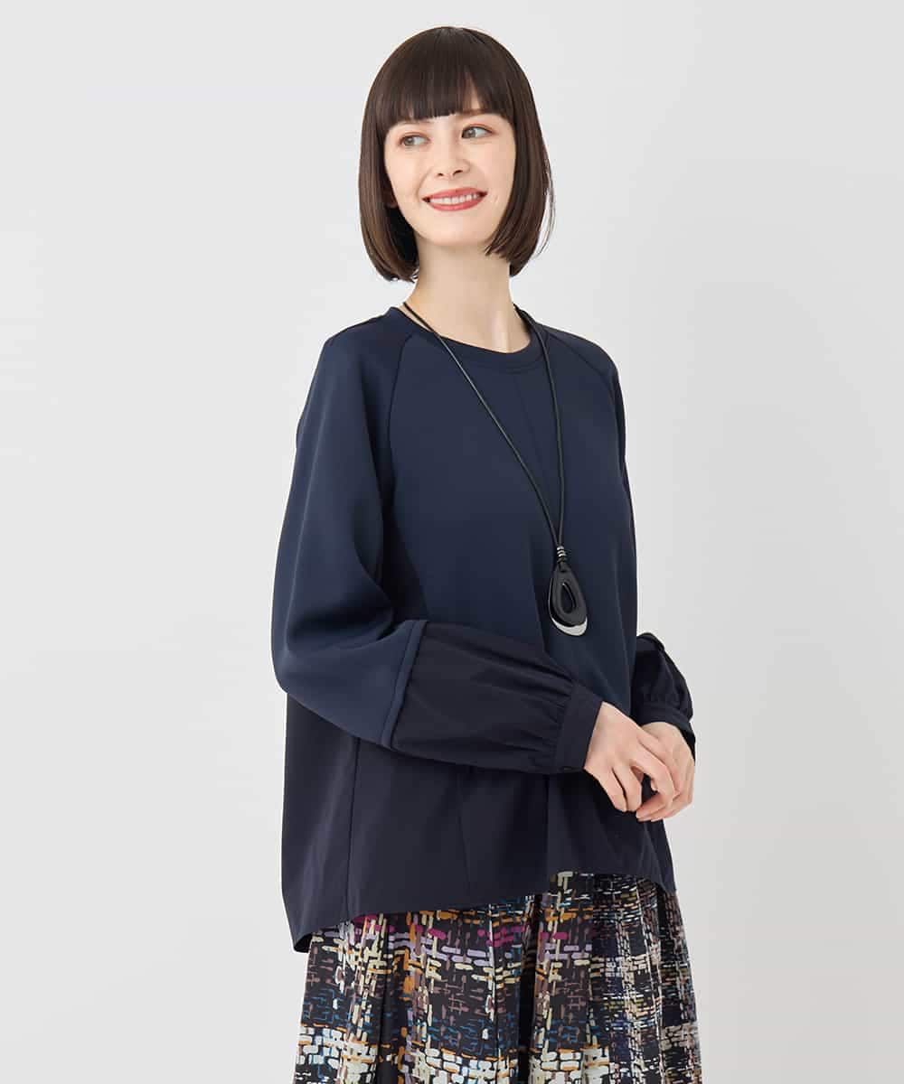 RBKLB30240 HIROKO BIS(ヒロコ ビス) 異素材切り替えプルオーバー /洗える ライトグレー