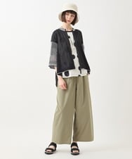 RBLGA51230 HIROKO BIS(ヒロコ ビス) 【撥水】ストレッチタフタデザインワイドパンツ /洗濯機で洗える カーキ