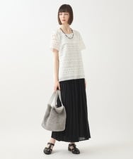 RBQGA03330 HIROKO BIS(ヒロコ ビス) 【接触冷感】ランダムプリーツワイドパンツ /洗える グリーン