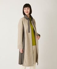 RBTAD26360 HIROKO BIS(ヒロコ ビス) 異素材スタンドカラーロングコート /洗える ベージュ