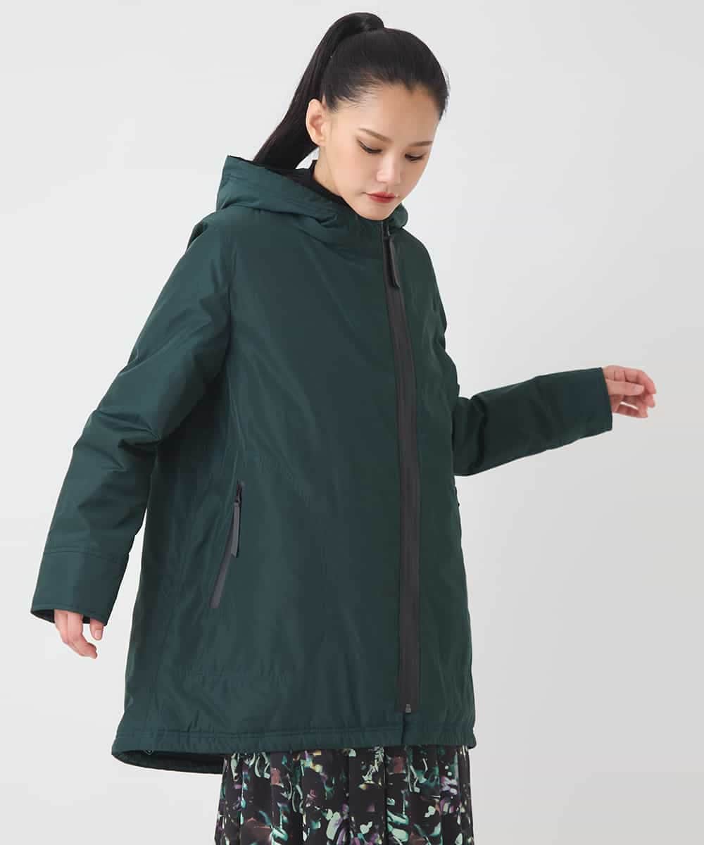 RBUAD55490 HIROKO BIS(ヒロコ ビス) フーディ中綿ジップコート グリーン