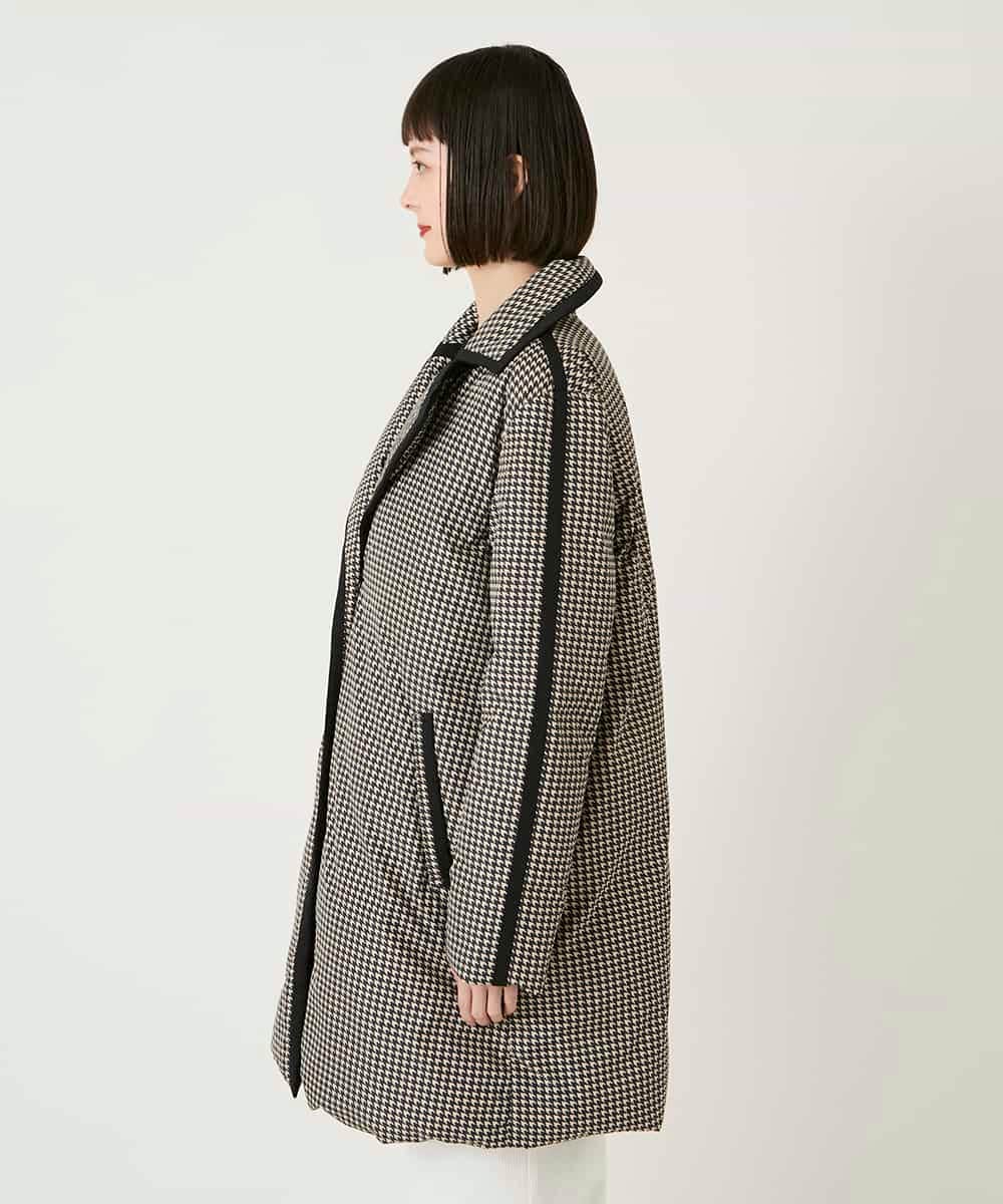 RBUAF01590 HIROKO BIS(ヒロコ ビス) 千鳥プリントテープアクセントダウンコート ブラック