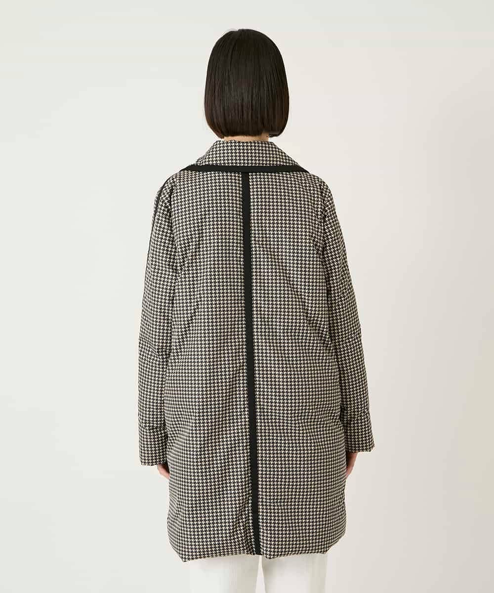 RBUAF01590 HIROKO BIS(ヒロコ ビス) 千鳥プリントテープアクセントダウンコート ブラック