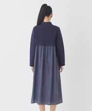 REPDD53360 HIROKO BIS(ヒロコ ビス) 異素材MIXジャージーワンピース /洗える ネイビー