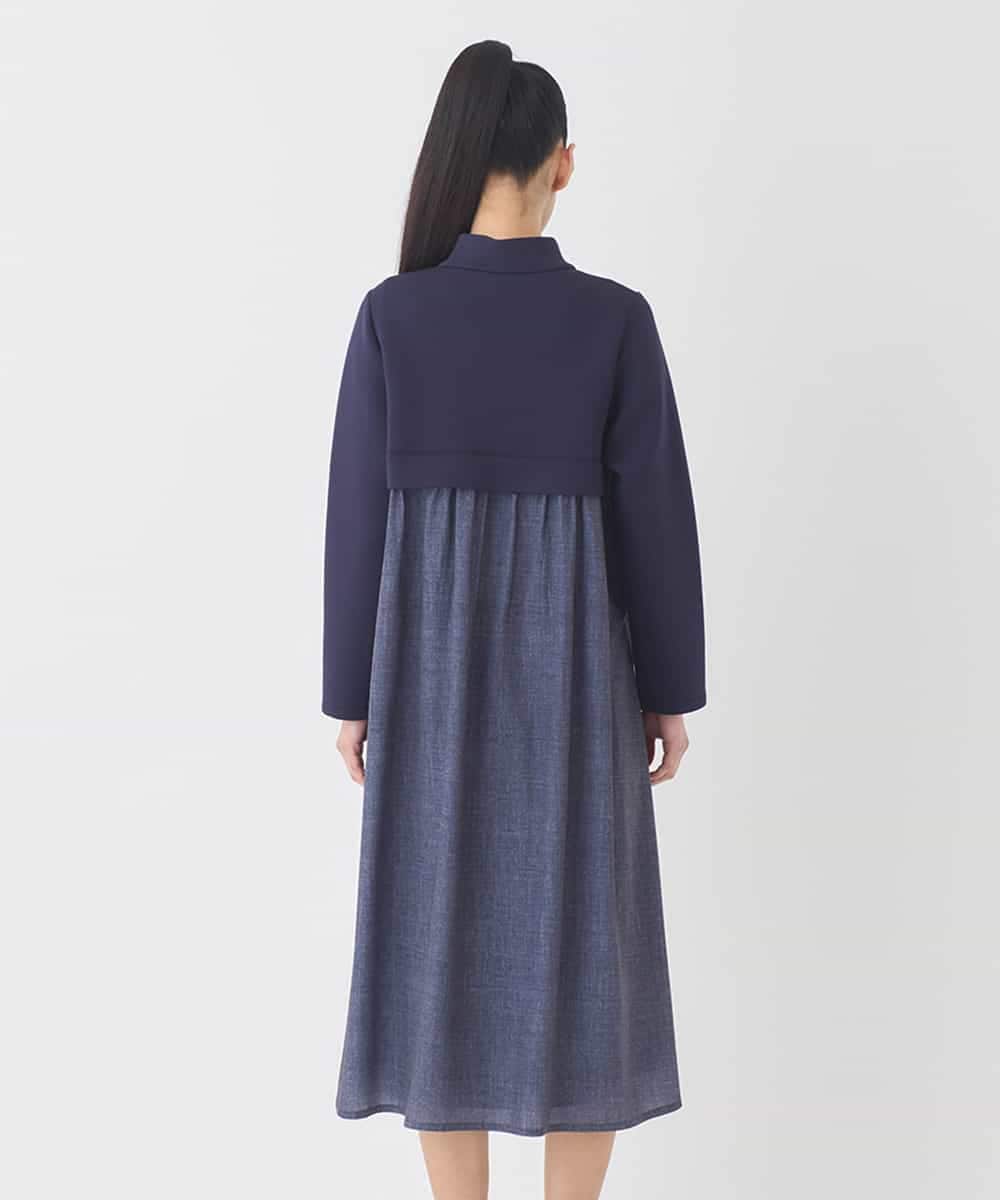 REPDD53360 HIROKO BIS(ヒロコ ビス) 異素材MIXジャージーワンピース /洗える ネイビー
