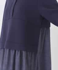 REPDD53360 HIROKO BIS(ヒロコ ビス) 異素材MIXジャージーワンピース /洗える ネイビー