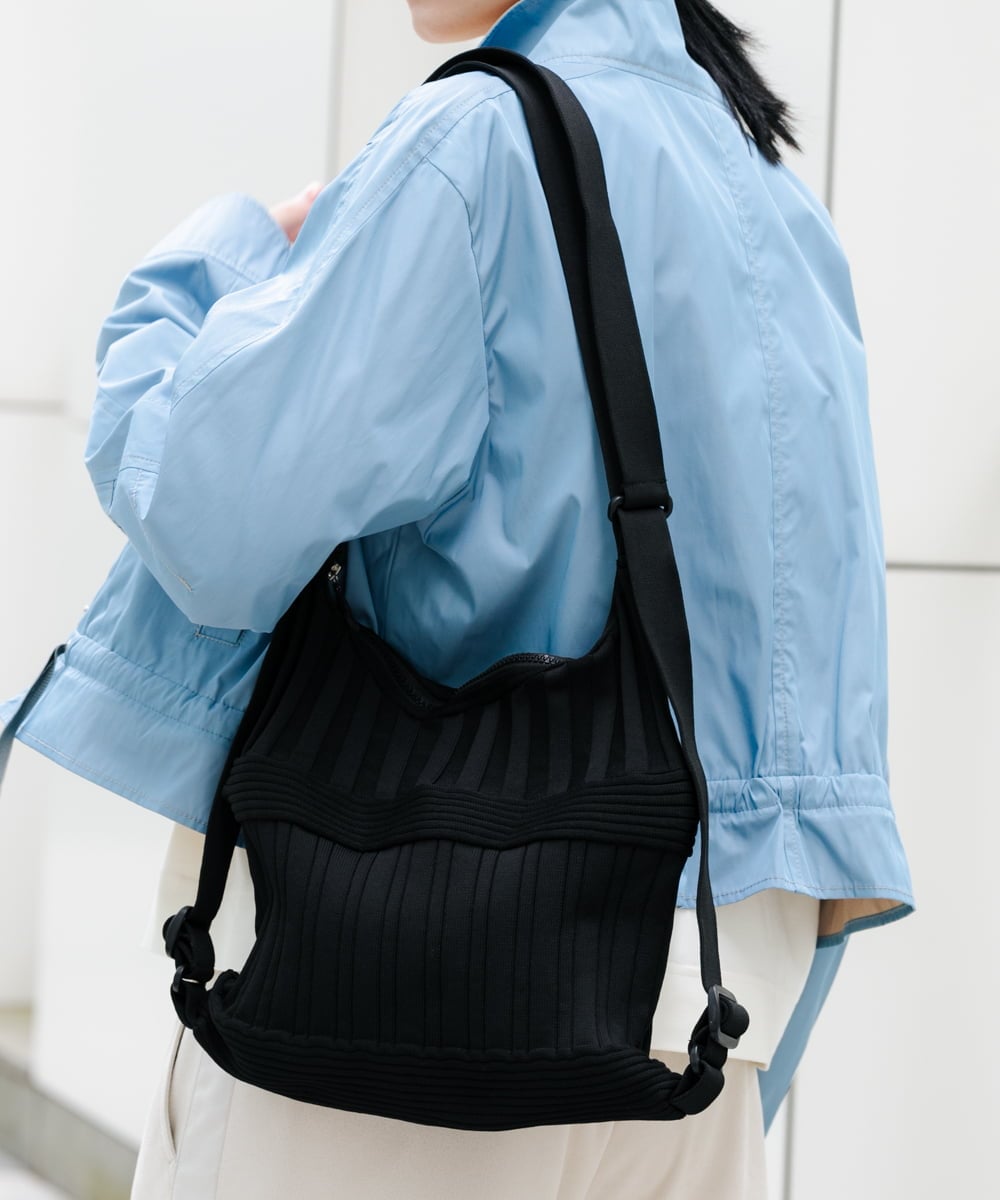 RG5ED11240 TRUNK HIROKO KOSHINO(ヒロココシノ) 【2WAY】ニットバッグ ブラック