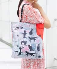 RG5GB01150 TRUNK HIROKO KOSHINO(ヒロココシノ) CATプリントトートバッグ ライトグレー系