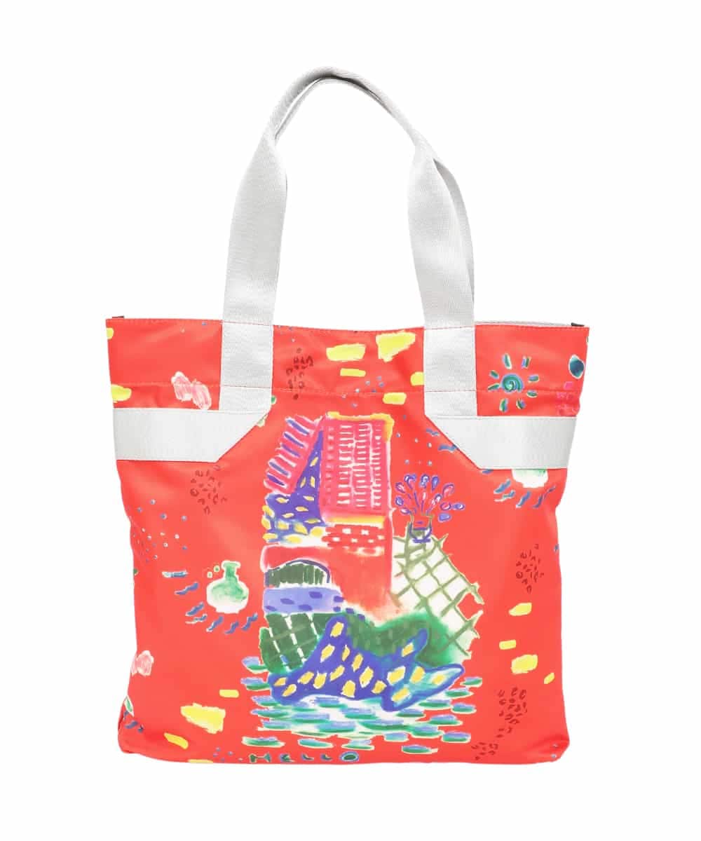 RG5GE01180 TRUNK HIROKO KOSHINO(ヒロココシノ) BEACHプリントエコトート オレンジ