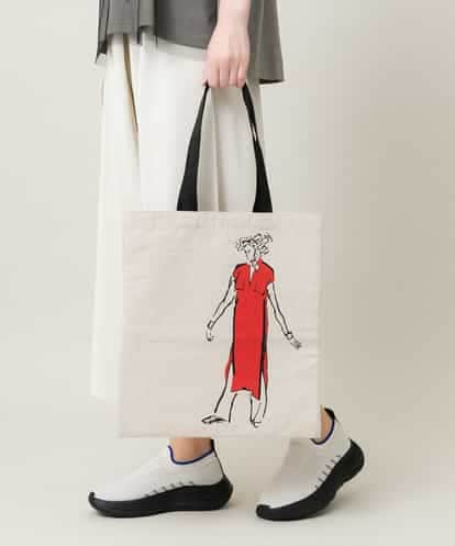 RG5HF01130 TRUNK HIROKO KOSHINO ファッションイラストリネン混トートバッグ