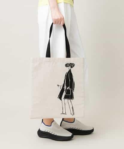 RG5HF01130 TRUNK HIROKO KOSHINO ファッションイラストリネン混トートバッグ