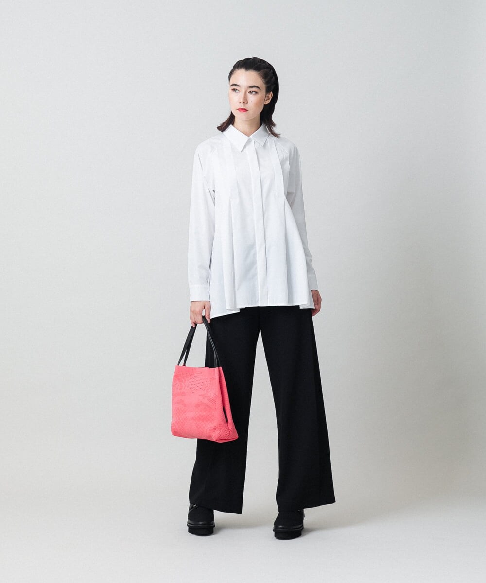 RHBAG21490 HIROKO KOSHINO(ヒロココシノ) タックアクセントフレアブラウス /日本製/洗える オレンジ