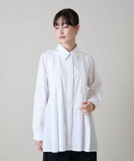 RHBAG21490 HIROKO KOSHINO(ヒロココシノ) タックアクセントフレアブラウス /日本製/洗える ホワイト
