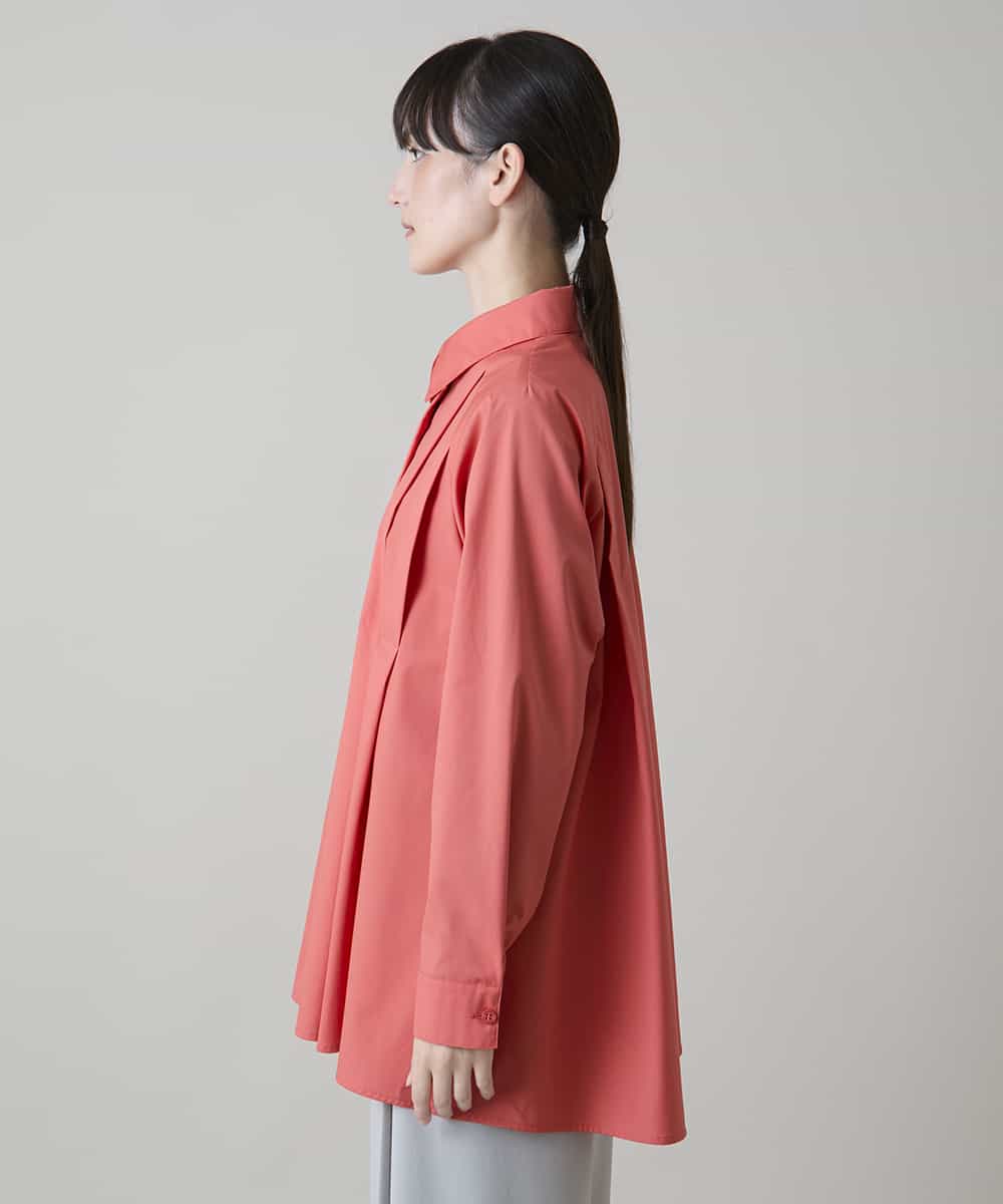 RHBAG21490 HIROKO KOSHINO(ヒロココシノ) タックアクセントフレアブラウス /日本製/洗える オレンジ