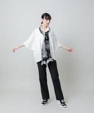 RHBFD03540 HIROKO KOSHINO(ヒロココシノ) ダブルポケットサッカーライクシャツ /日本製/洗える ホワイト