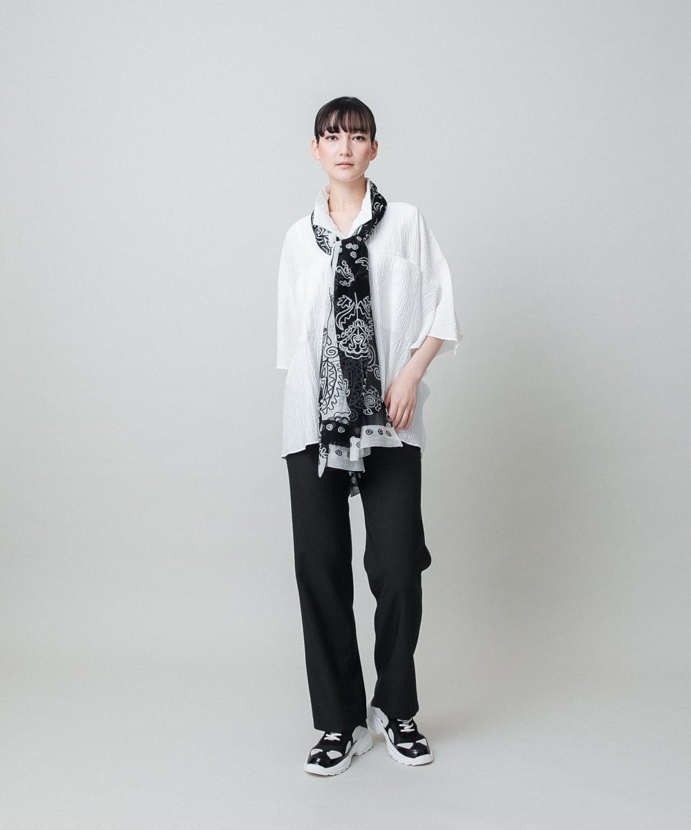RHBFD03540 HIROKO KOSHINO(ヒロココシノ) ダブルポケットサッカーライクシャツ /日本製/洗える ホワイト