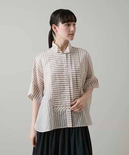 RHBGE23590 HIROKO KOSHINO ボーダーパターンパネル切り替えブラウス