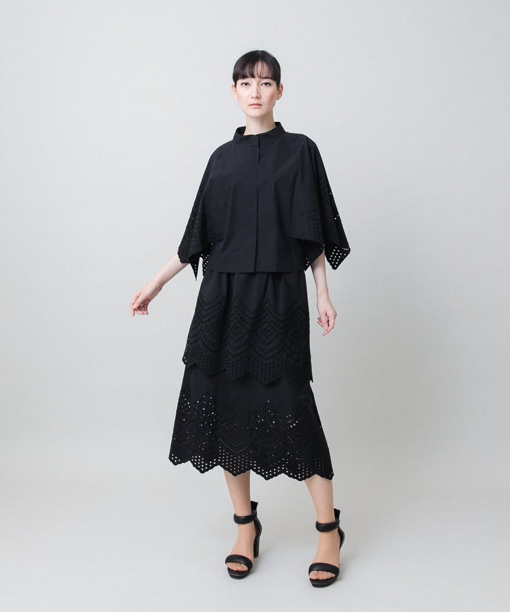 RHBGE31630 HIROKO KOSHINO(ヒロココシノ) アイレット刺繍デザインブラウス ブラック