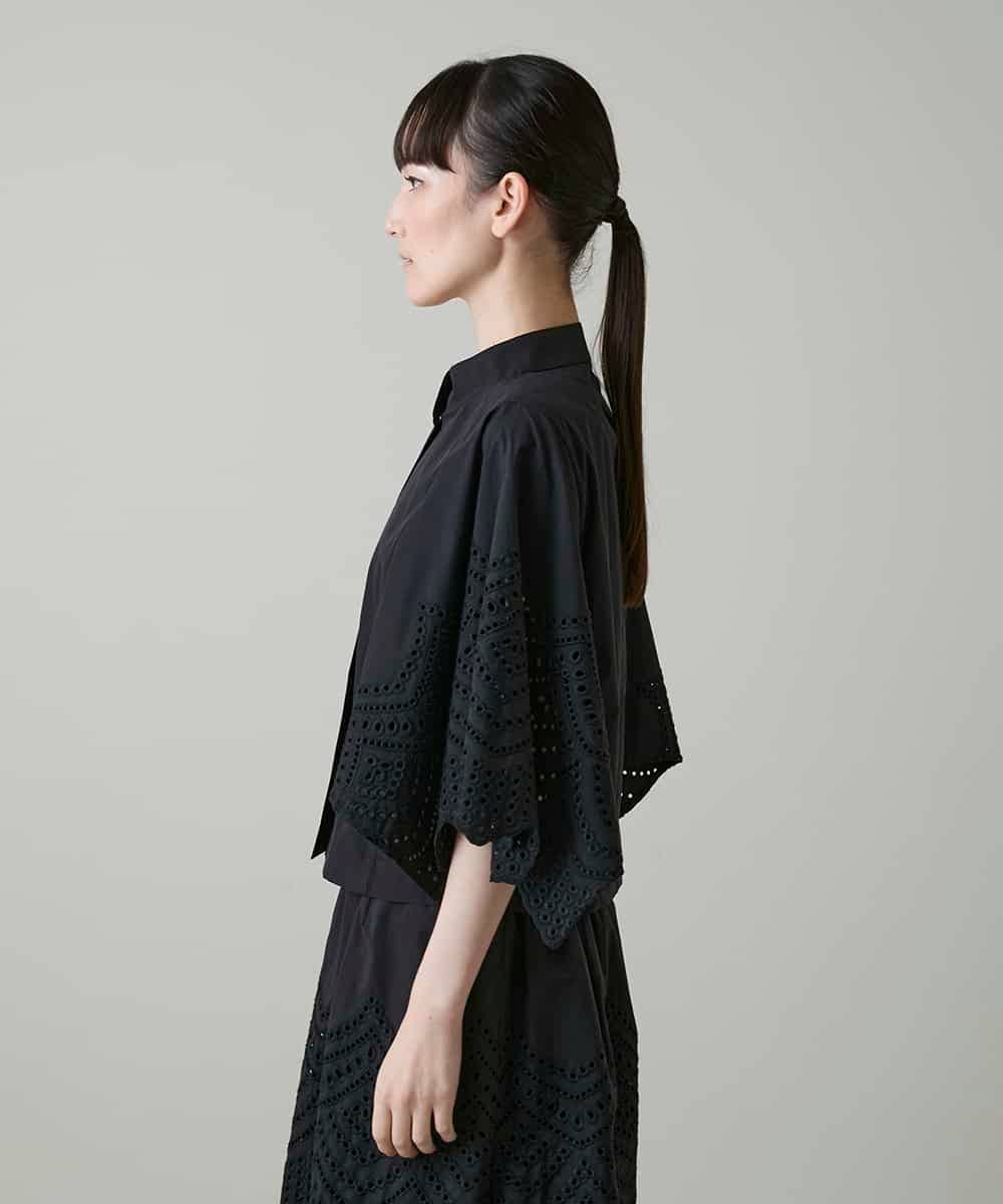 RHBGE31630 HIROKO KOSHINO(ヒロココシノ) アイレット刺繍デザインブラウス ブラック