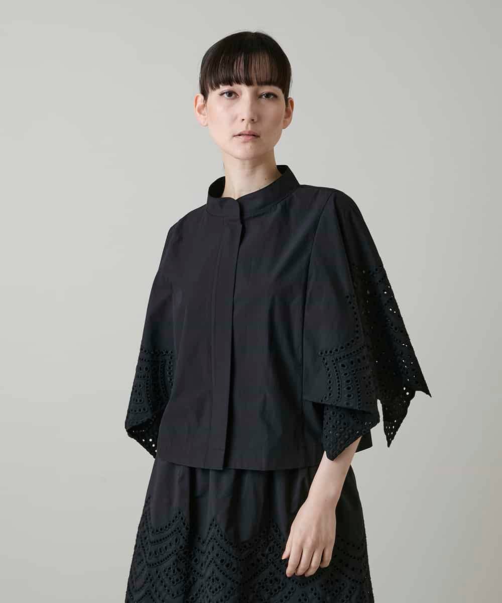 RHBGE31630 HIROKO KOSHINO(ヒロココシノ) アイレット刺繍デザインブラウス ブラック