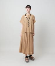 RHBHE01630 HIROKO KOSHINO(ヒロココシノ) 立体プリーツシアーブラウス /洗える ベージュ
