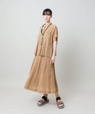 RHBHE01630 HIROKO KOSHINO(ヒロココシノ) 立体プリーツシアーブラウス /洗える ベージュ